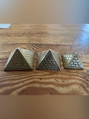 Brass Egyptian Pyramids Stacking/Nesting 3-Piece Set - Trinket or Paperweight